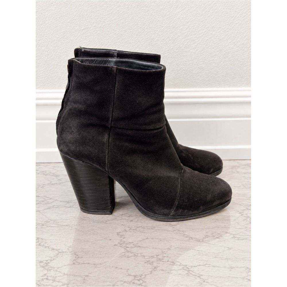 Rag & Bone Newbury Black Suede Ankle Boots Block Heel Size 9
